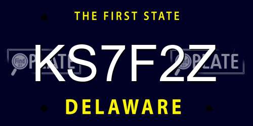 KS7F2Z Delaware License Plate