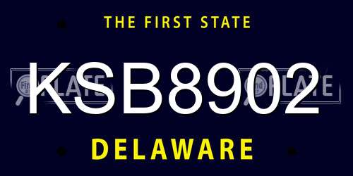 KSB8902 Delaware License Plate
