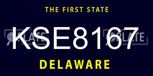 KSE8167 Delaware License Plate