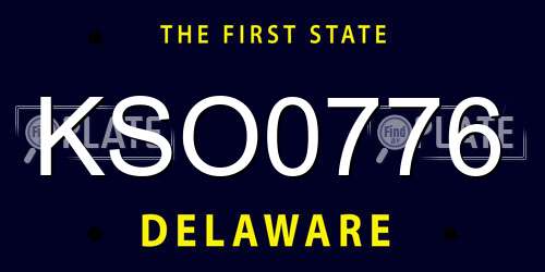 KSO0776 Delaware License Plate