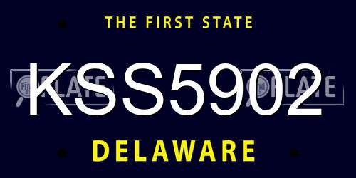 KSS5902 Delaware License Plate