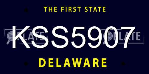 KSS5907 Delaware License Plate