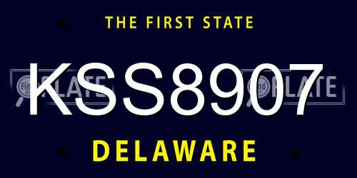 KSS8907 Delaware License Plate