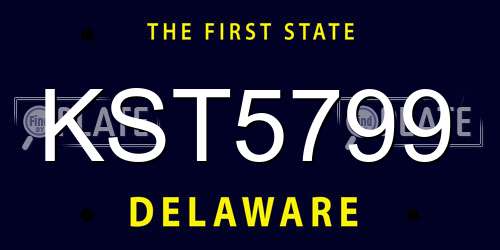 KST5799 Delaware License Plate