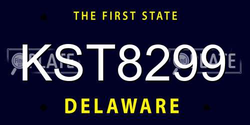 KST8299 Delaware License Plate