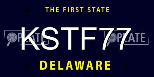 KSTF77 Delaware License Plate