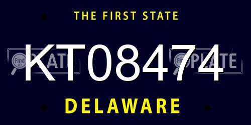 KT08474 Delaware License Plate