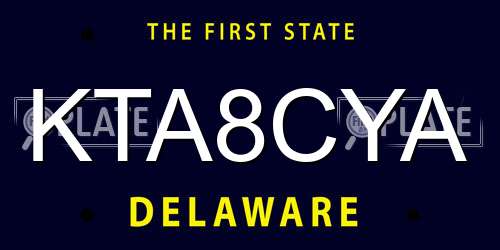 KTA8CYA Delaware License Plate