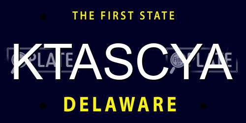 KTASCYA Delaware License Plate
