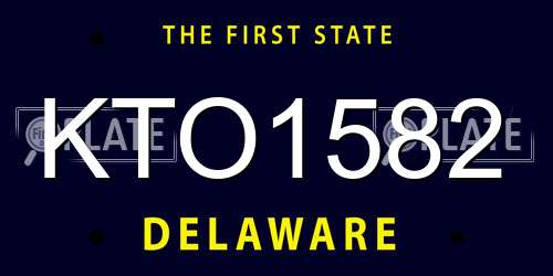 KTO1582 Delaware License Plate
