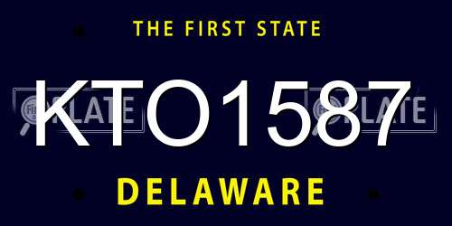 KTO1587 Delaware License Plate