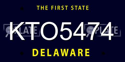 KTO5474 Delaware License Plate