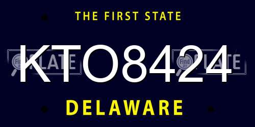 KTO8424 Delaware License Plate