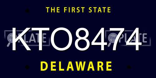 KTO8474 Delaware License Plate