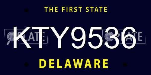 KTY9536 Delaware License Plate