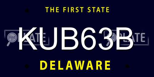 KUB63B Delaware License Plate