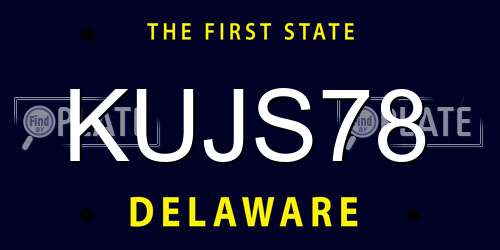 KUJS78 Delaware License Plate