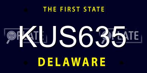 KUS635 Delaware License Plate