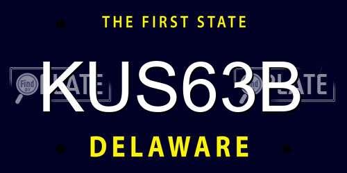KUS63B Delaware License Plate