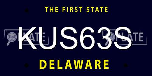 KUS63S Delaware License Plate