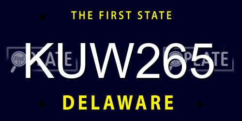KUW265 Delaware License Plate