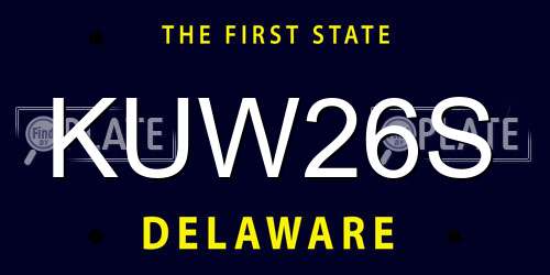 KUW26S Delaware License Plate