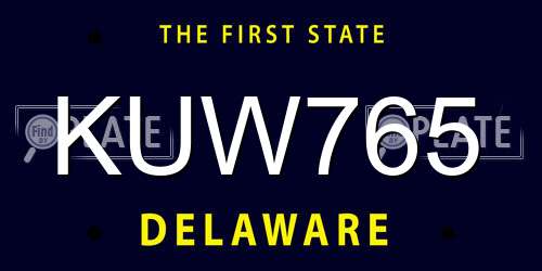 KUW765 Delaware License Plate