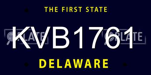 KVB1761 Delaware License Plate