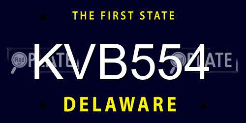 KVB554 Delaware License Plate