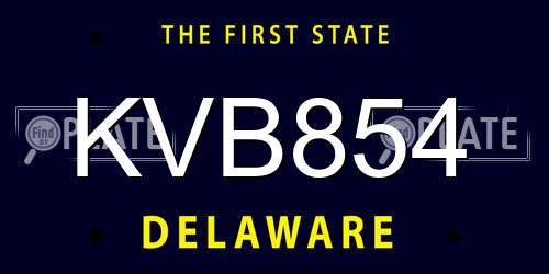 KVB854 Delaware License Plate