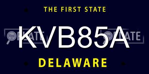 KVB85A Delaware License Plate