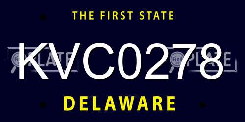 KVC0278 Delaware License Plate