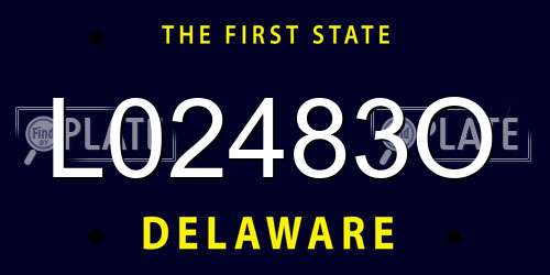 L02483O Delaware License Plate