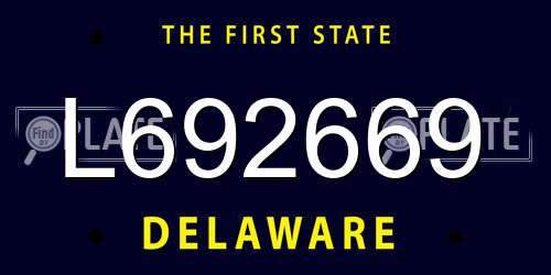 L692669 Delaware License Plate