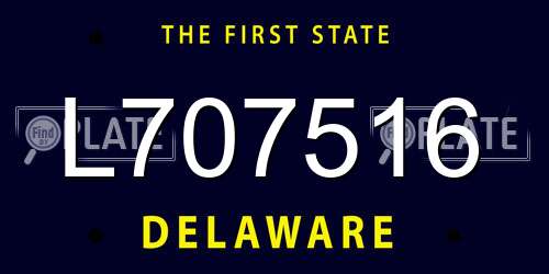 L707516 Delaware License Plate