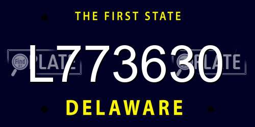 L773630 Delaware License Plate