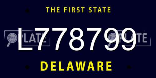 L778799 Delaware License Plate