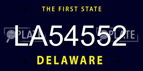 LA54552 Delaware License Plate