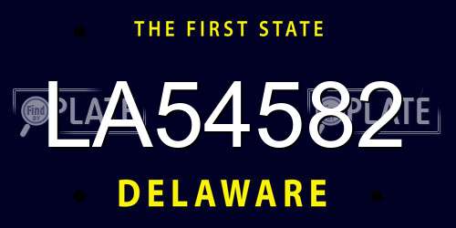 LA54582 Delaware License Plate