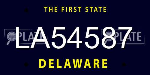 LA54587 Delaware License Plate