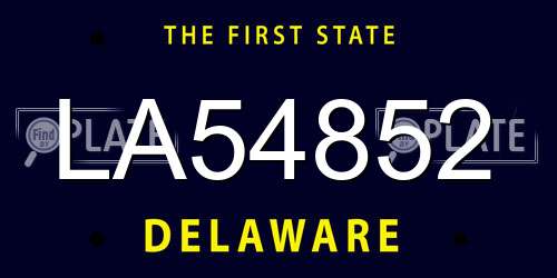 LA54852 Delaware License Plate