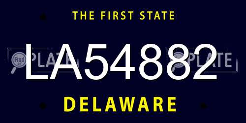 LA54882 Delaware License Plate