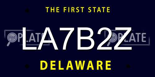 LA7B2Z Delaware License Plate