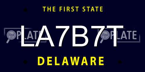 LA7B7T Delaware License Plate
