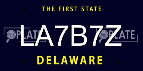 LA7B7Z Delaware License Plate