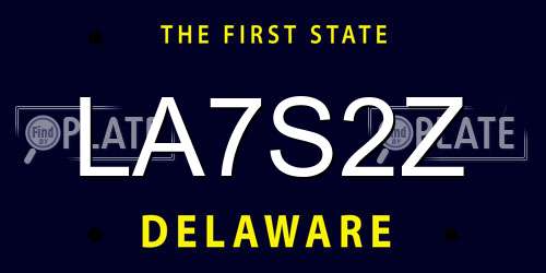 LA7S2Z Delaware License Plate
