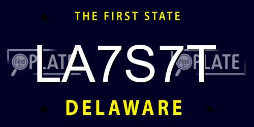 LA7S7T Delaware License Plate