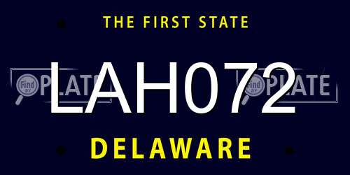 LAH072 Delaware License Plate