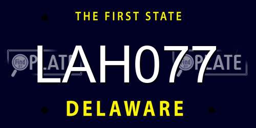 LAH077 Delaware License Plate