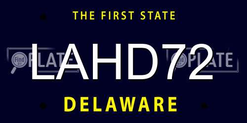 LAHD72 Delaware License Plate